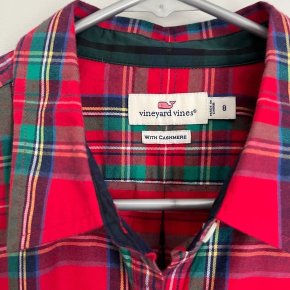 Vineyard Vines Women's Jolly Plaid Classic Button Down Shirt Top Size 8 - Picture 3 of 13